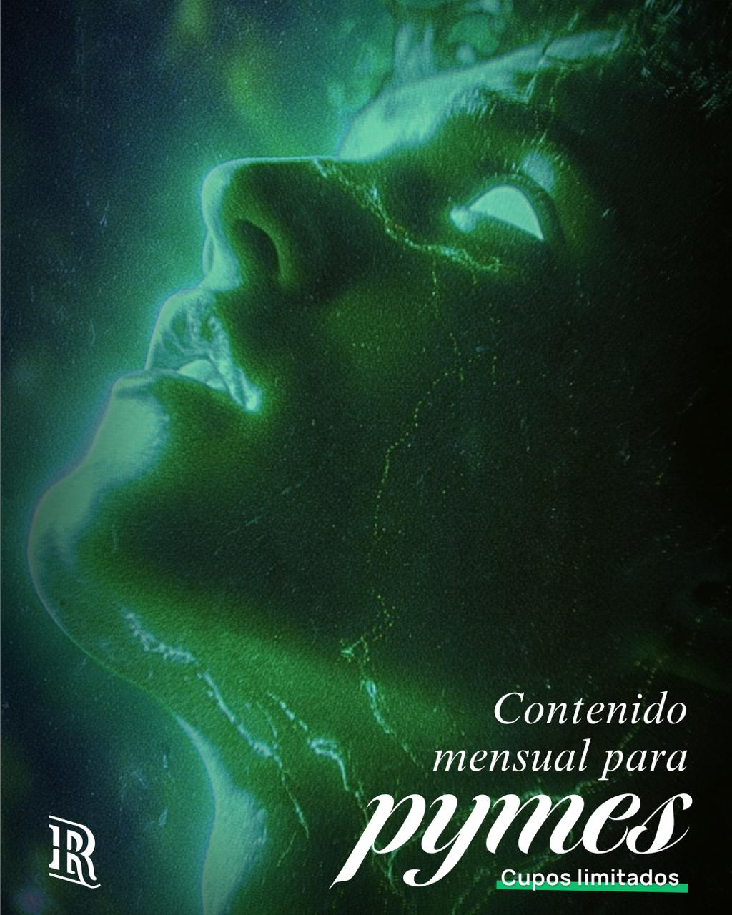 Retrato editorial en tonos verdes
